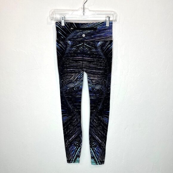 Lululemon TropSpeed Wunder Tight Nulux Tropics under Blue Black leggings Size 4 - Picture 7 of 10